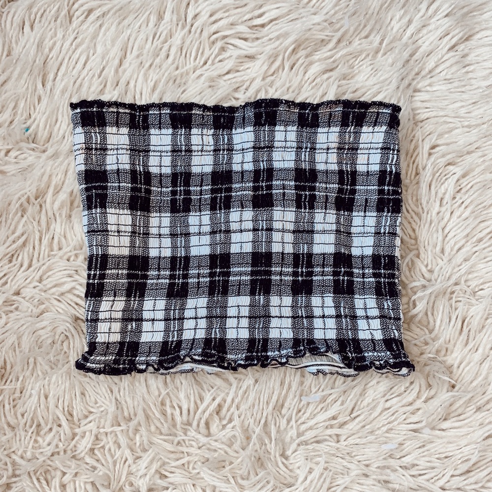 Black and White Plaid Tube Top